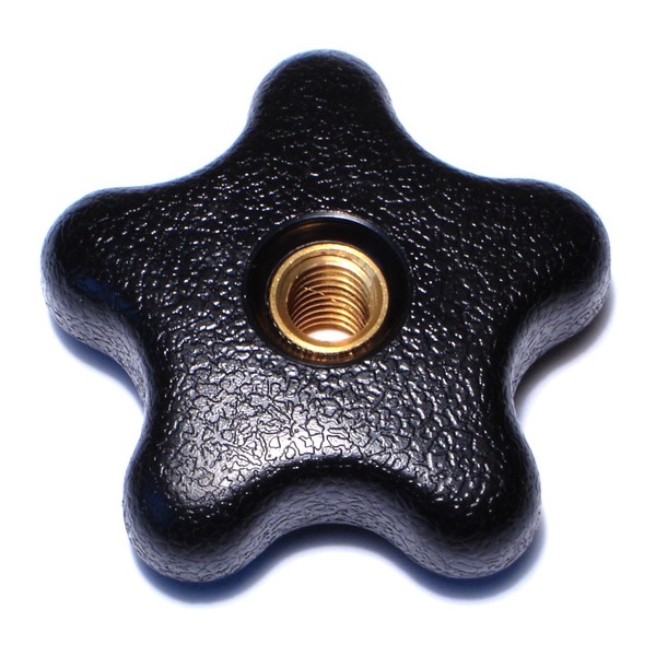 Midwest Fastener 3/8"-16 x 1-1/4" Black Plastic Coarse Thread Thru-Hole Star Knobs 2PK 78086